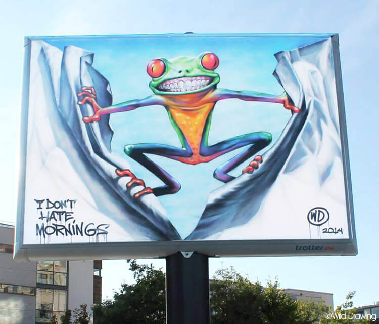 Funy Frog streetart by Wild Draving