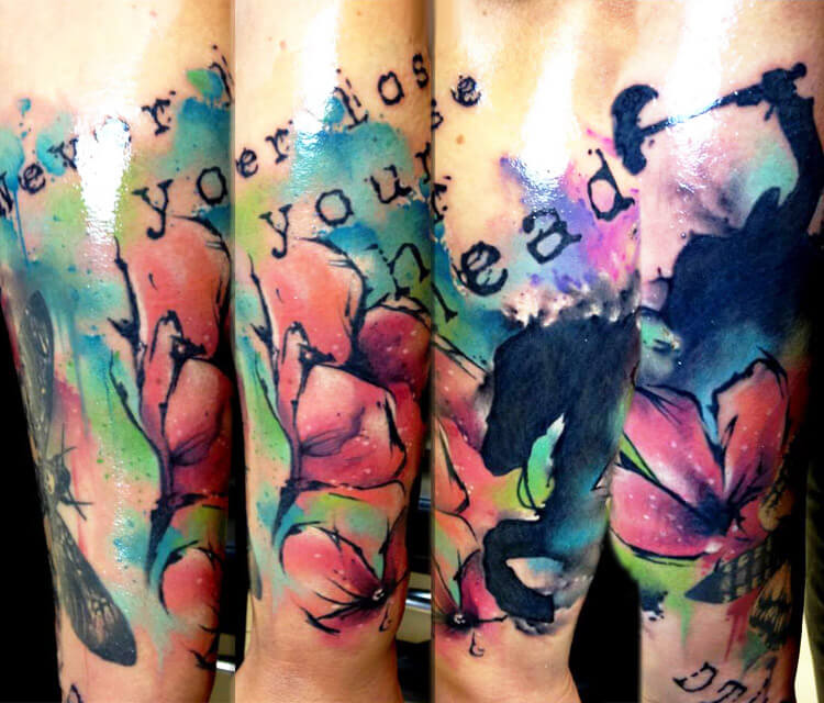 Abstract flowers tattoo by Zsofia Belteczky