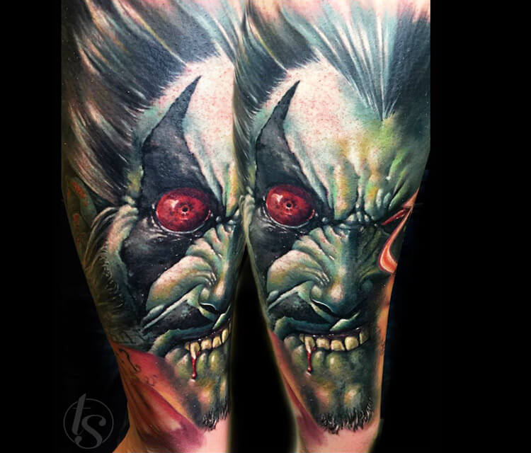Horror Joker tattoo by Zsofia Belteczky