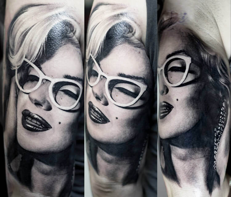 Marilyn Monroe portrait tattoo by Zsofia Belteczky